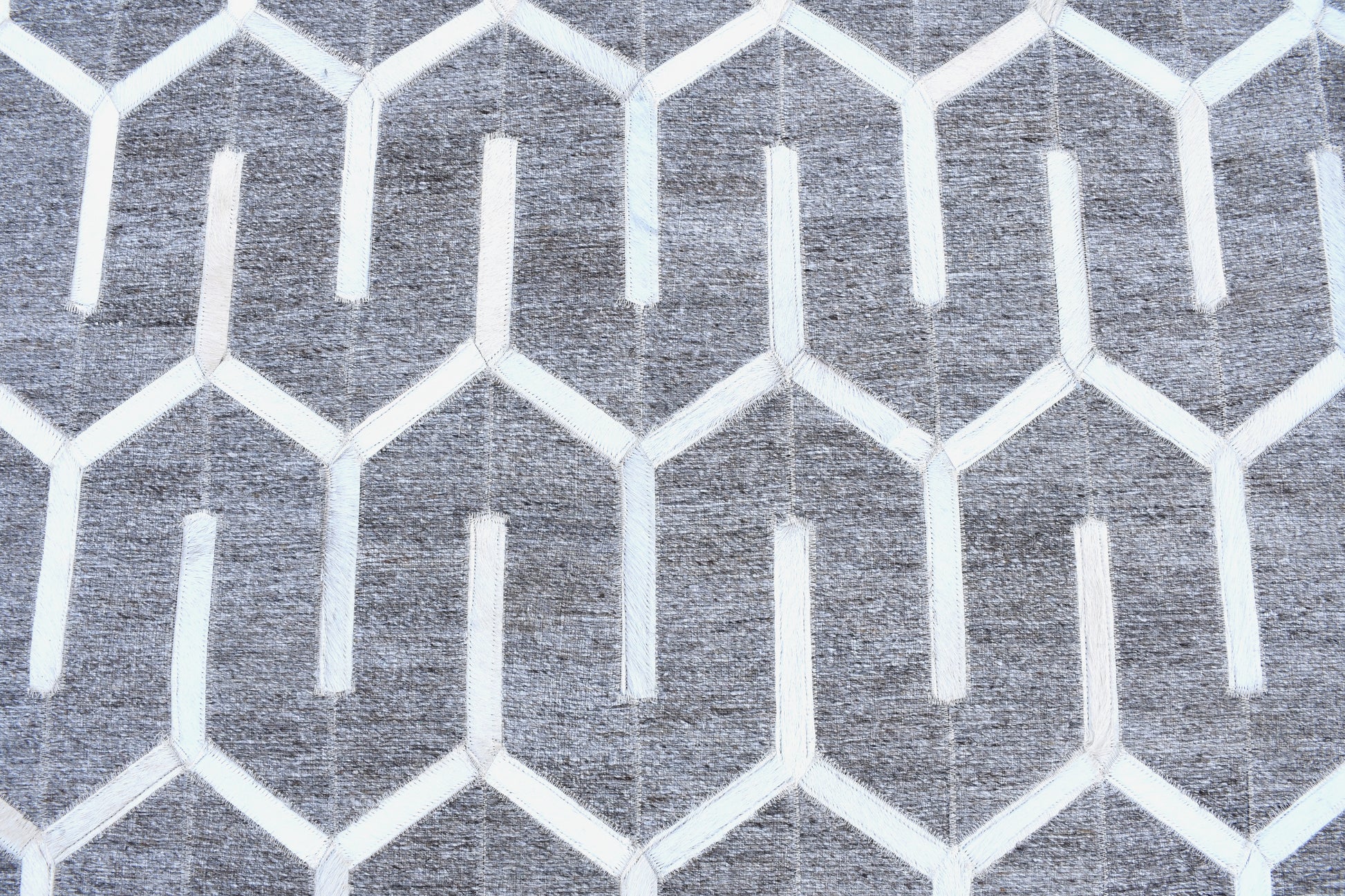 Modern Hex Handmade Fur-On Leather Hide Area Rug