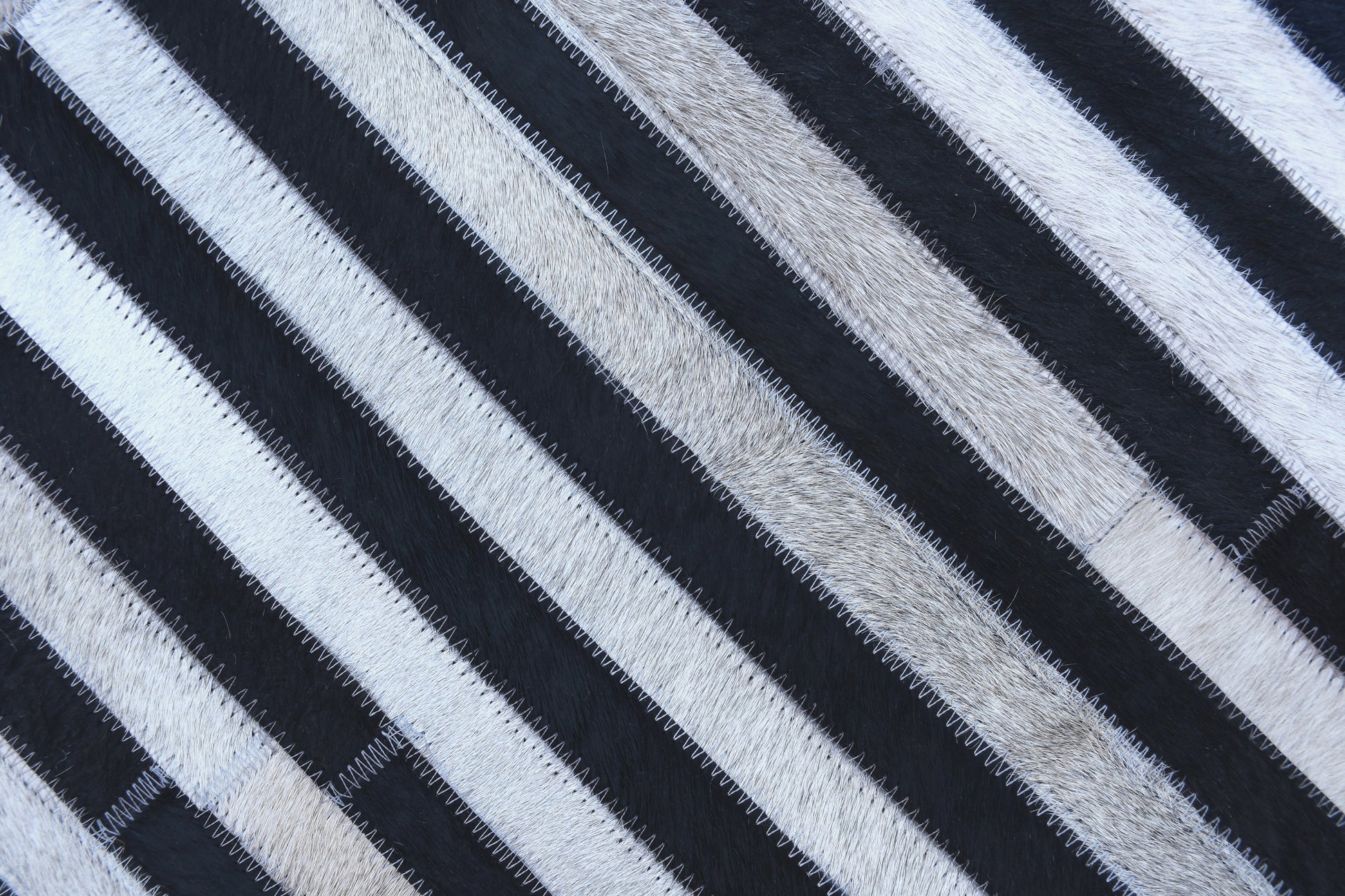 Striped Elegance Handmade Leather Hide Rug