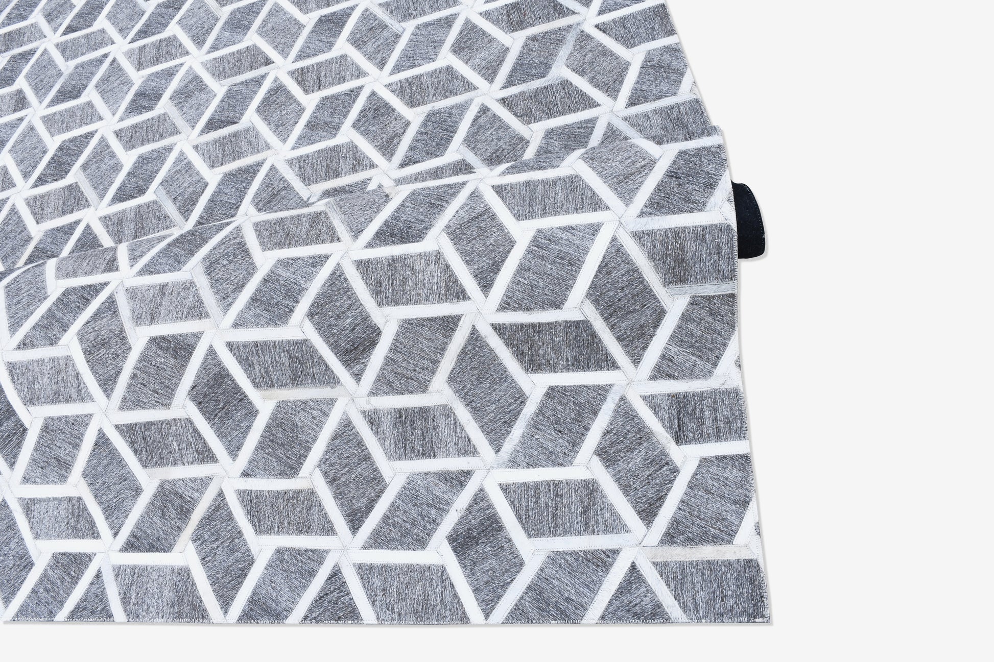 Geometric Illusion Handmade Fur-On Leather Hide Area Rug 