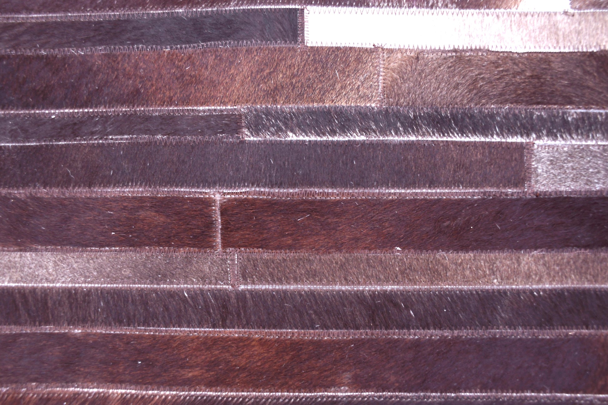 Rustic Stripes Handmade Dyed Fur-On Leather Hide Area Rug