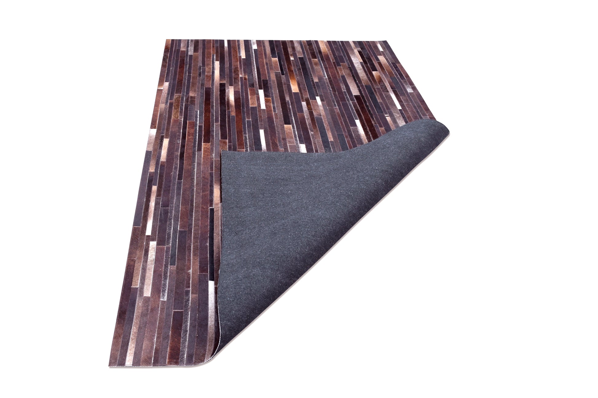 Rustic Stripes Handmade Dyed Fur-On Leather Hide Area Rug