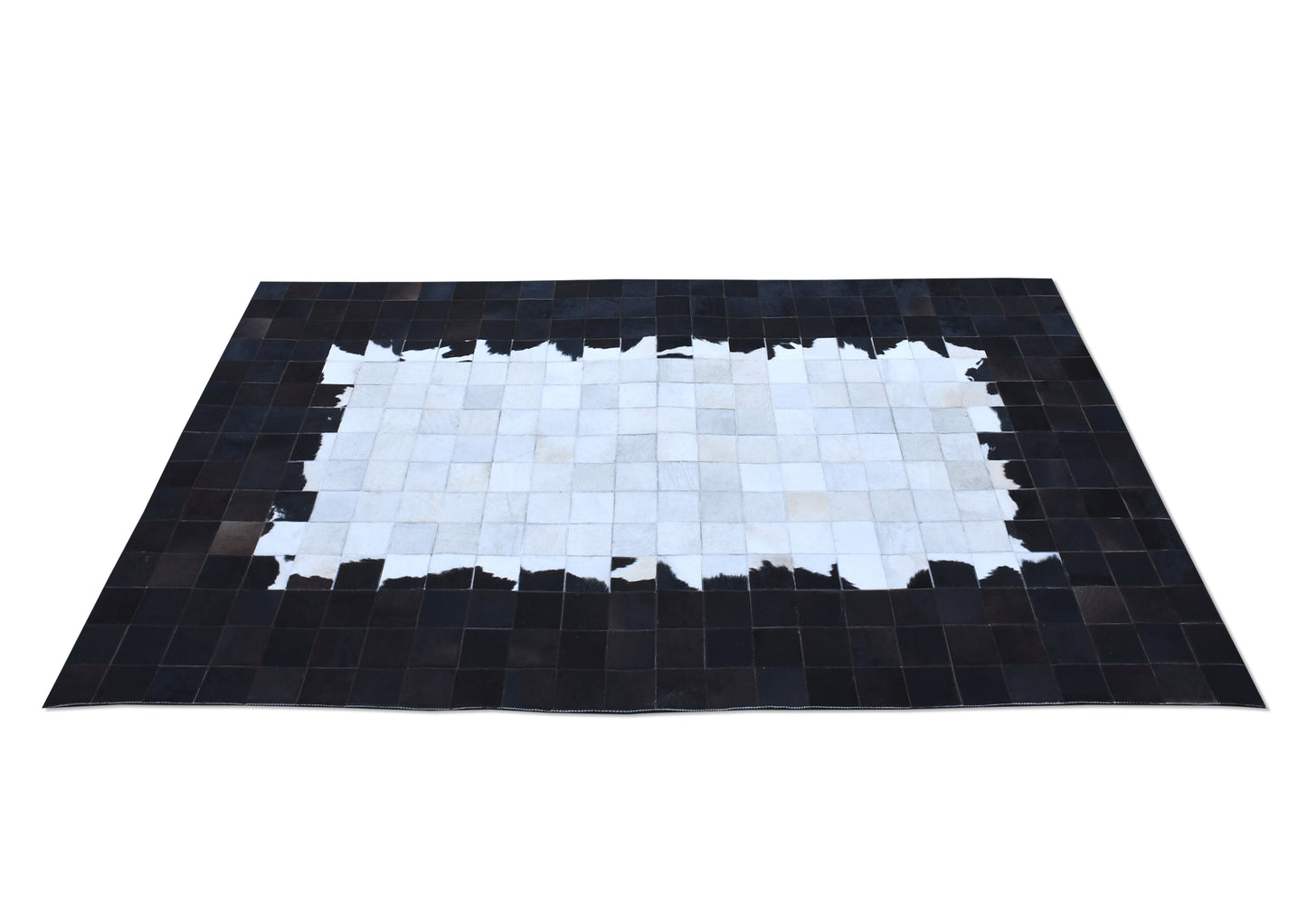 Framed Elegance Handmade Dyed Fur-On Leather Hide Area Rug