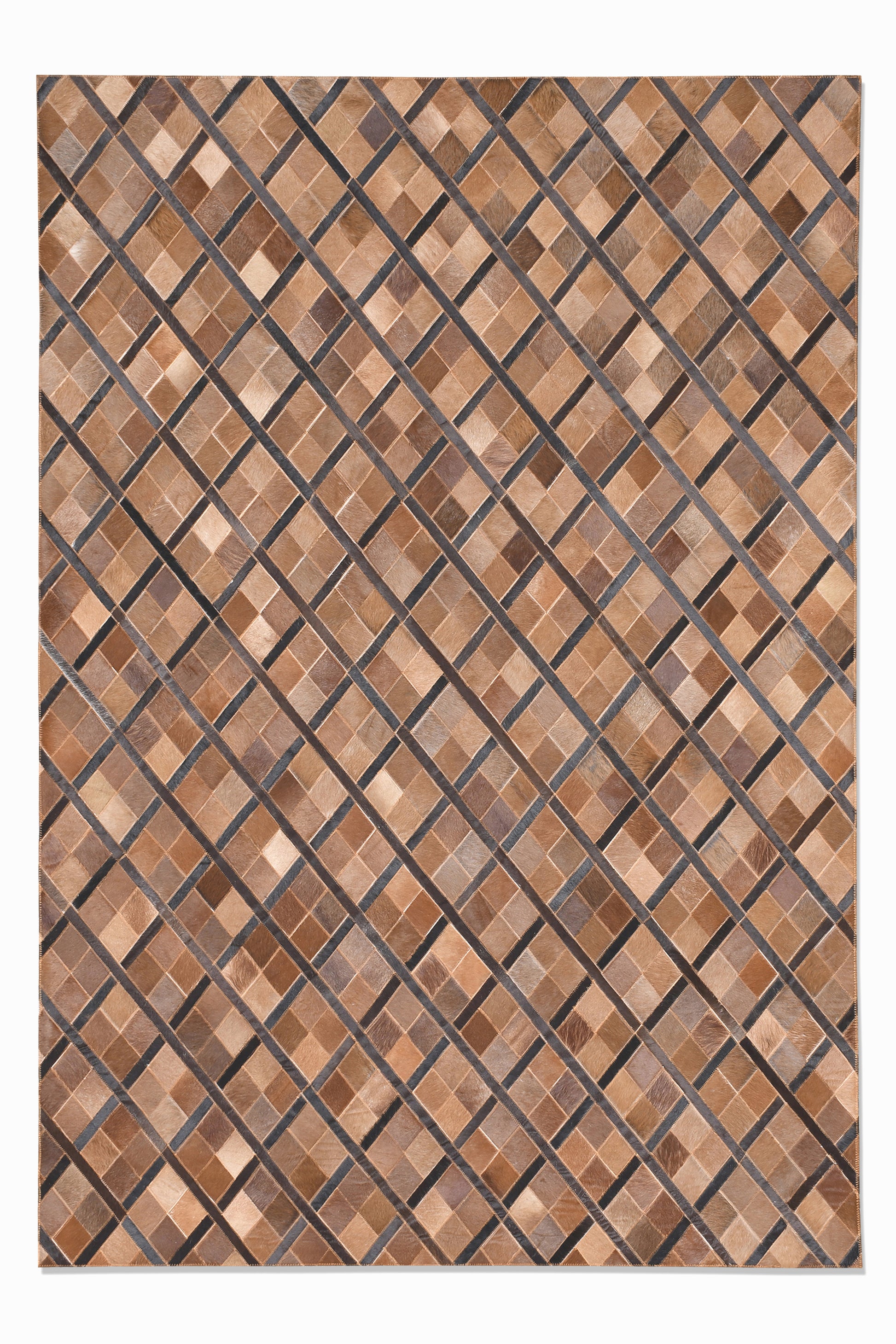 Alpine Diagonal Handmade Leather Hide Rug