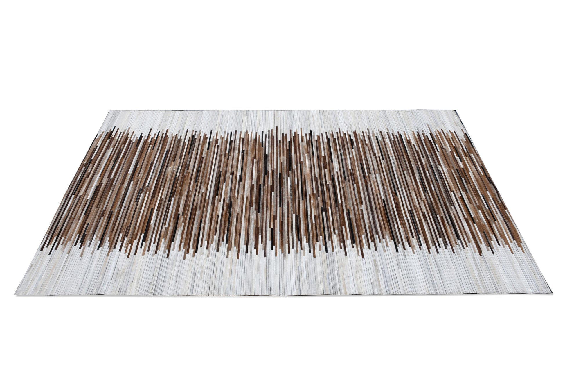 Earthy Stripes Handmade Fur-On Leather Area Rug