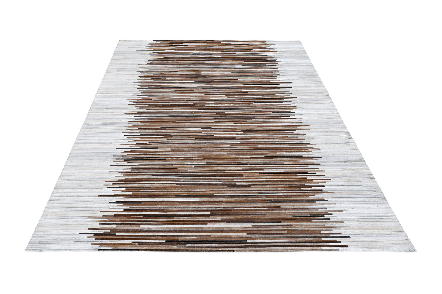 Earthy Stripes Handmade Fur-On Leather Area Rug