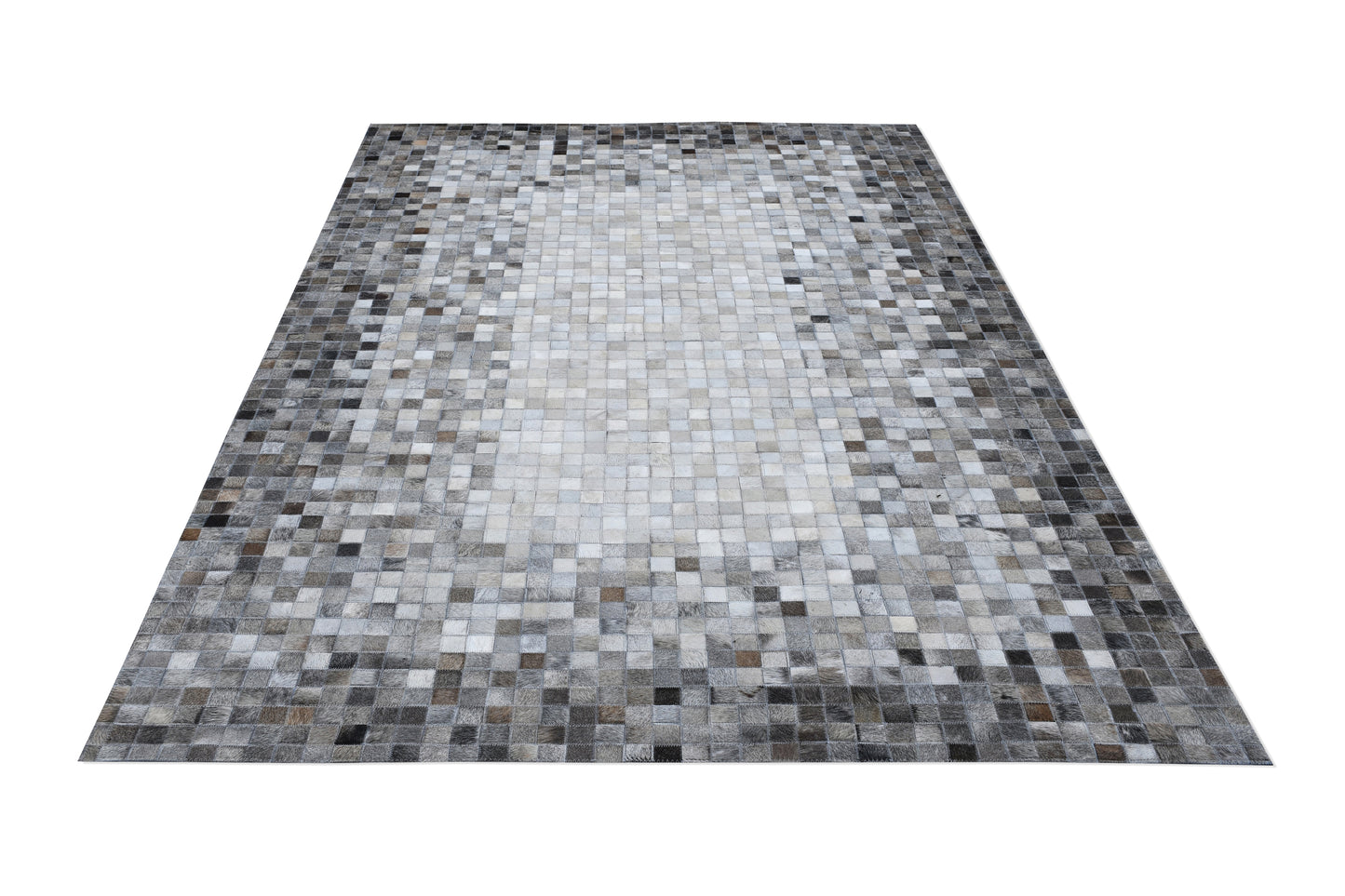 Pixel Fade Handmade Dyed Fur-On Leather Hide Area Rug