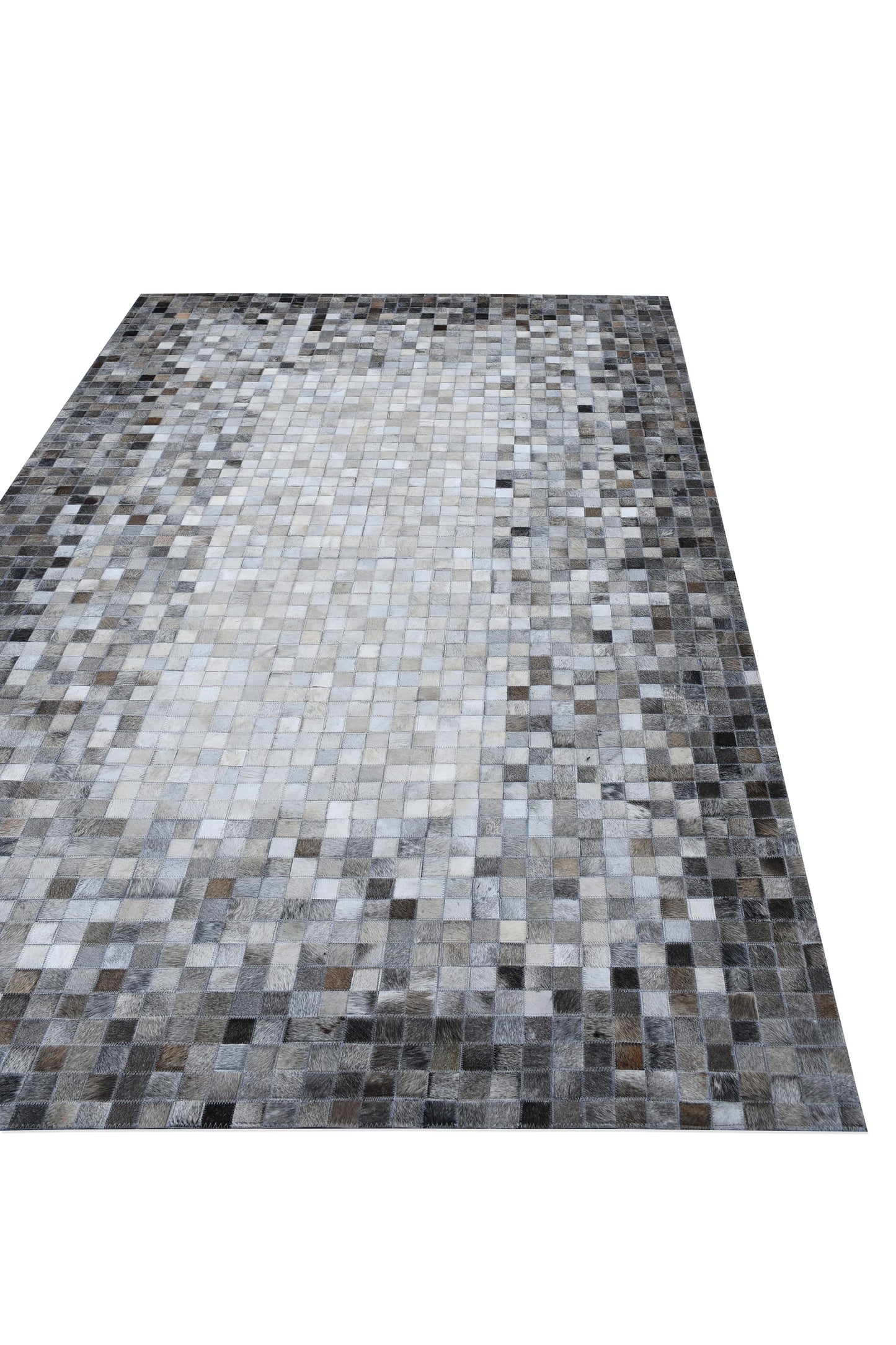 Pixel Fade Handmade Dyed Fur-On Leather Hide Area Rug