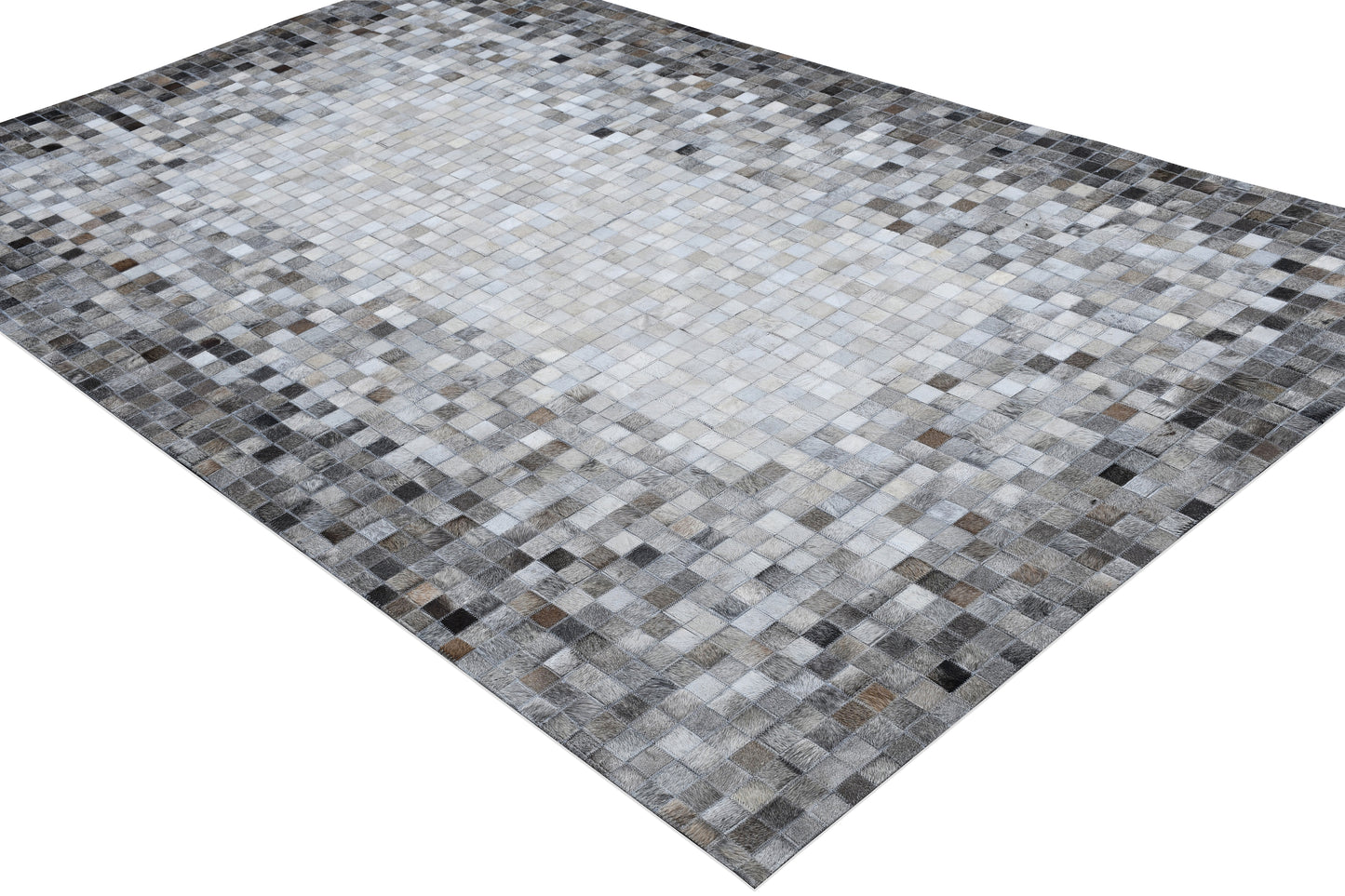 Pixel Fade Handmade Dyed Fur-On Leather Hide Area Rug