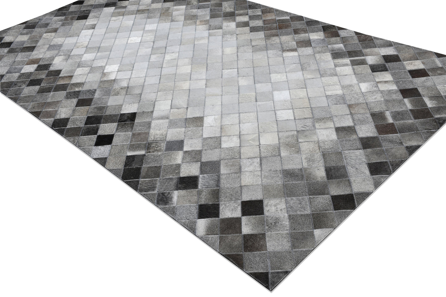 Monochrome Mosaic Handmade Leather Hide Area Rug