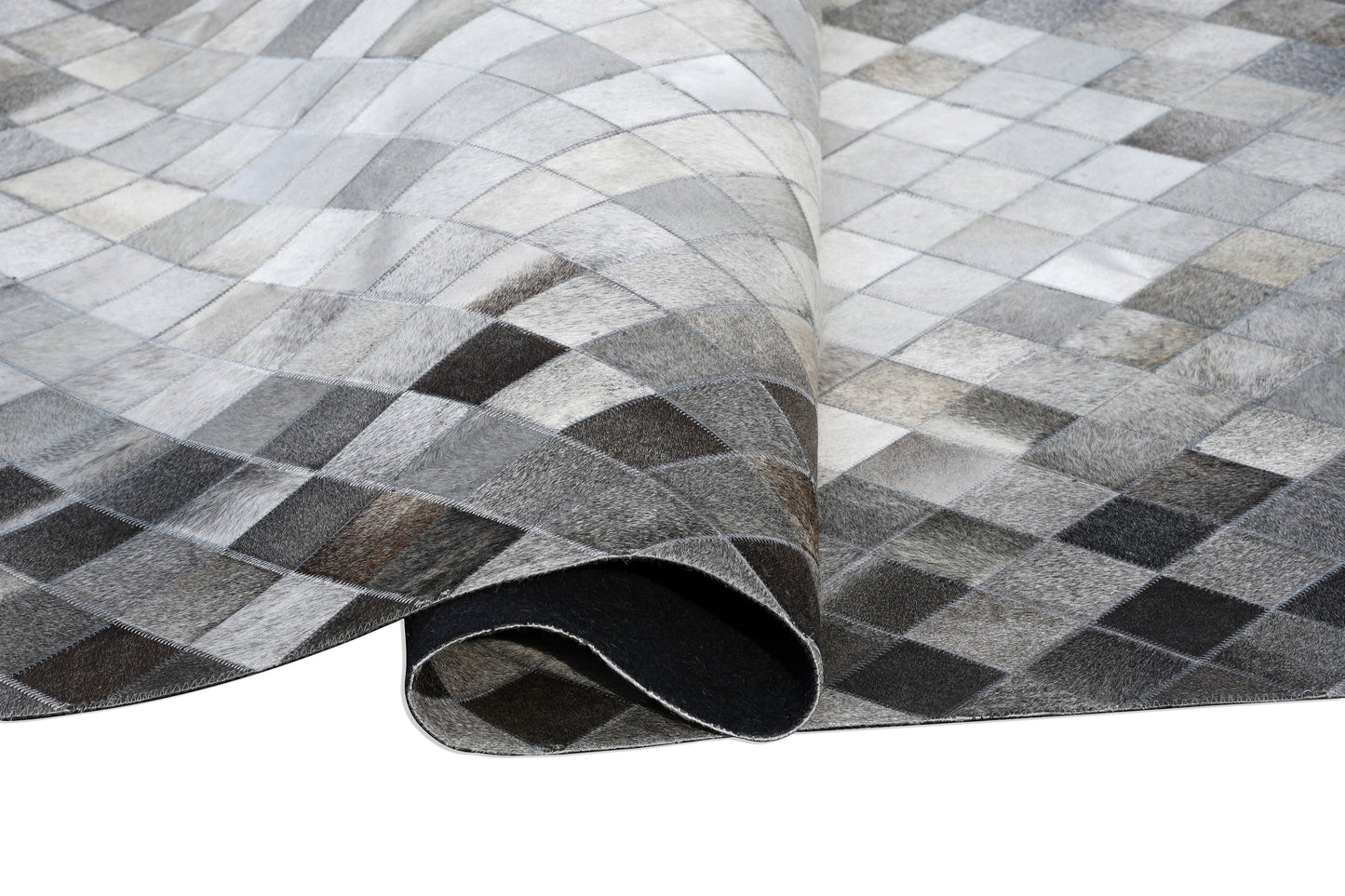 Monochrome Mosaic Handmade Leather Hide Area Rug