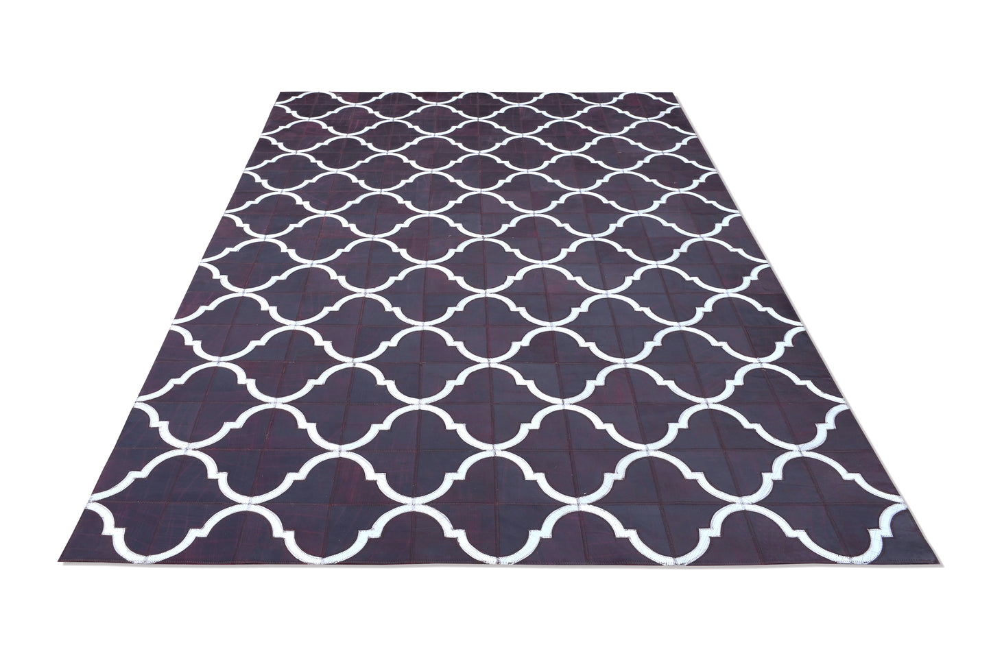 Royal Moroccan Handmade Leather Hide Area Rug 