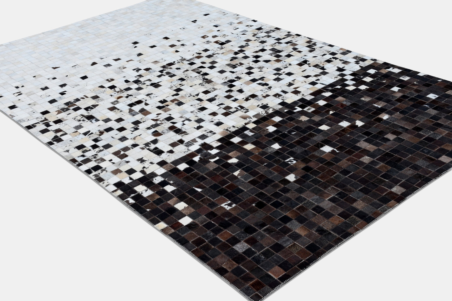 Gradient Pixels Handmade Dyed Fur-On Leather Hide Area Rug