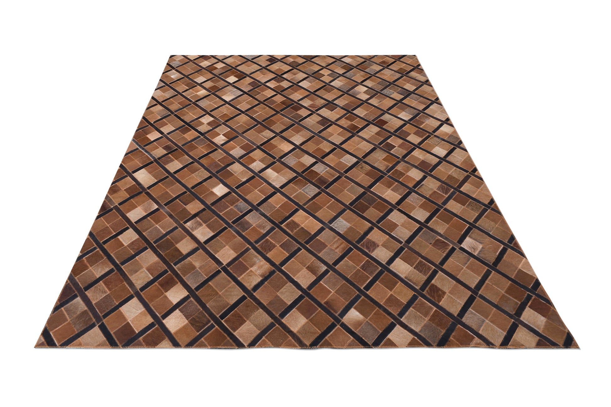 Alpine Diagonal Handmade Leather Hide Rug