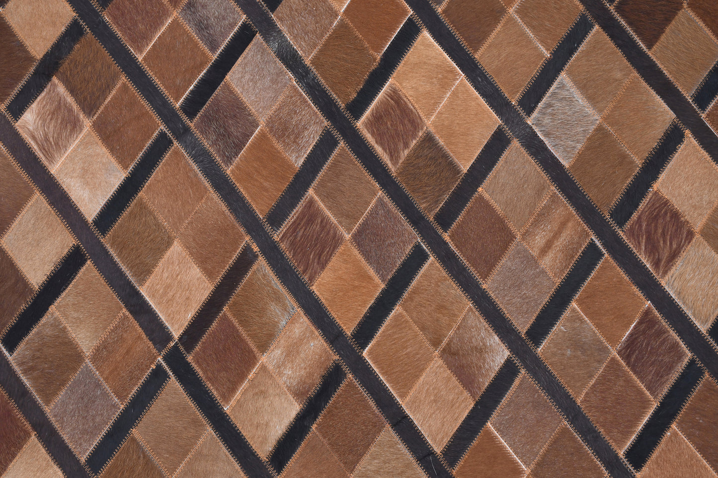 Alpine Diagonal Handmade Leather Hide Rug