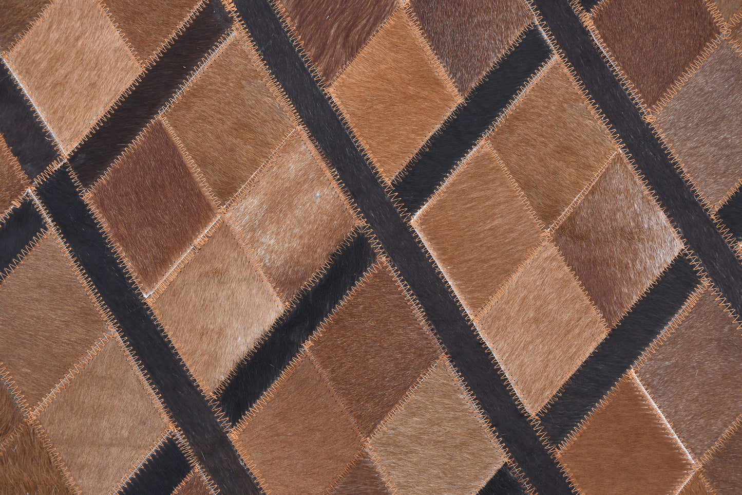 Alpine Diagonal Handmade Leather Hide Rug