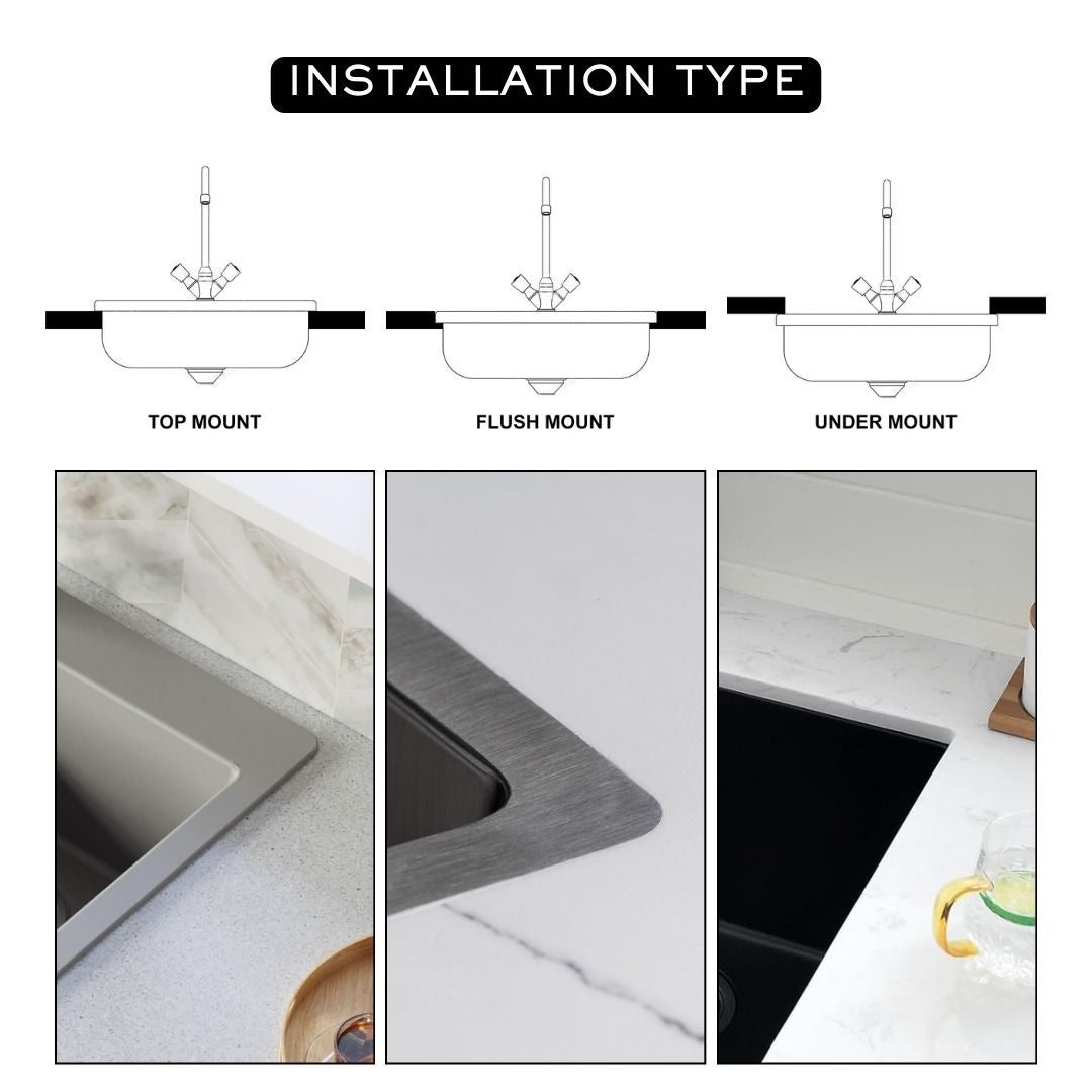 24" Quartz Composite Kitchen Sink - Dual Mount Single Bowl with Steel Drain Strainer