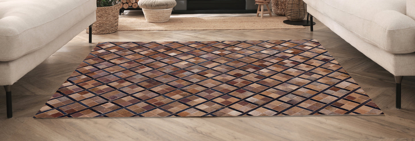 Alpine Diagonal Handmade Leather Hide Rug