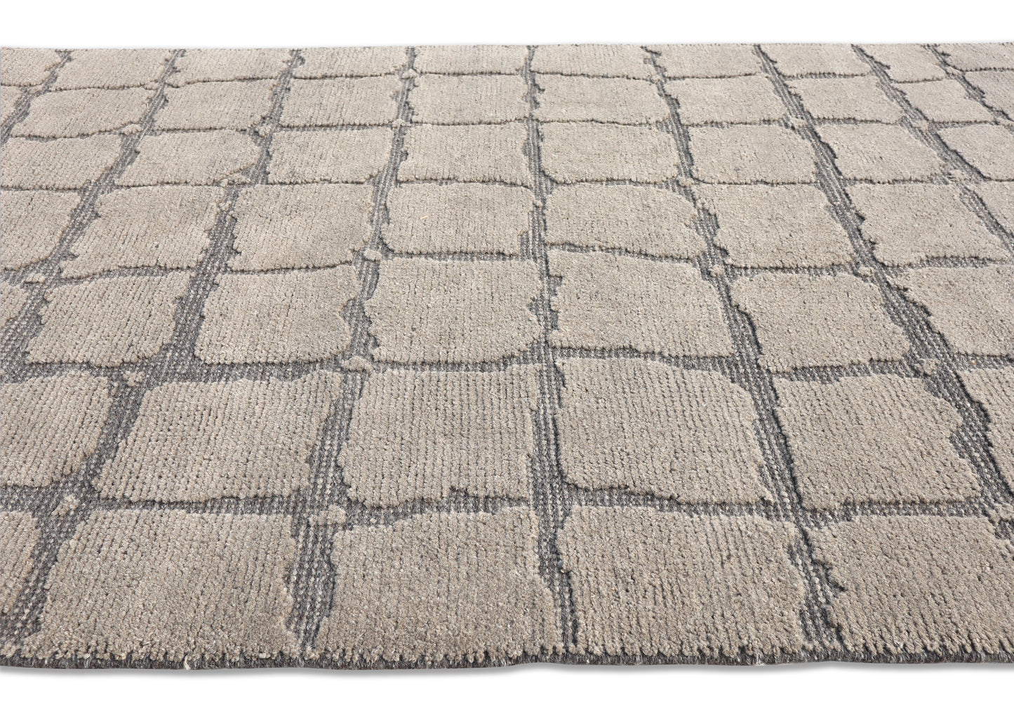 Modern Farmhouse Handmade Wool Mosaic Accent Rug