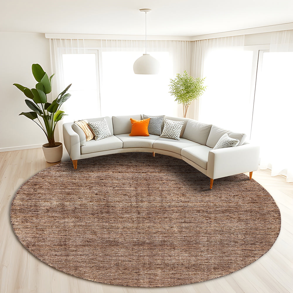 Area Rug, Hand WovenLight Brown Rib Cut Wool Rug, Linea Collection, Non-Shedding/Easy-Cleaning, Rectangle Shape