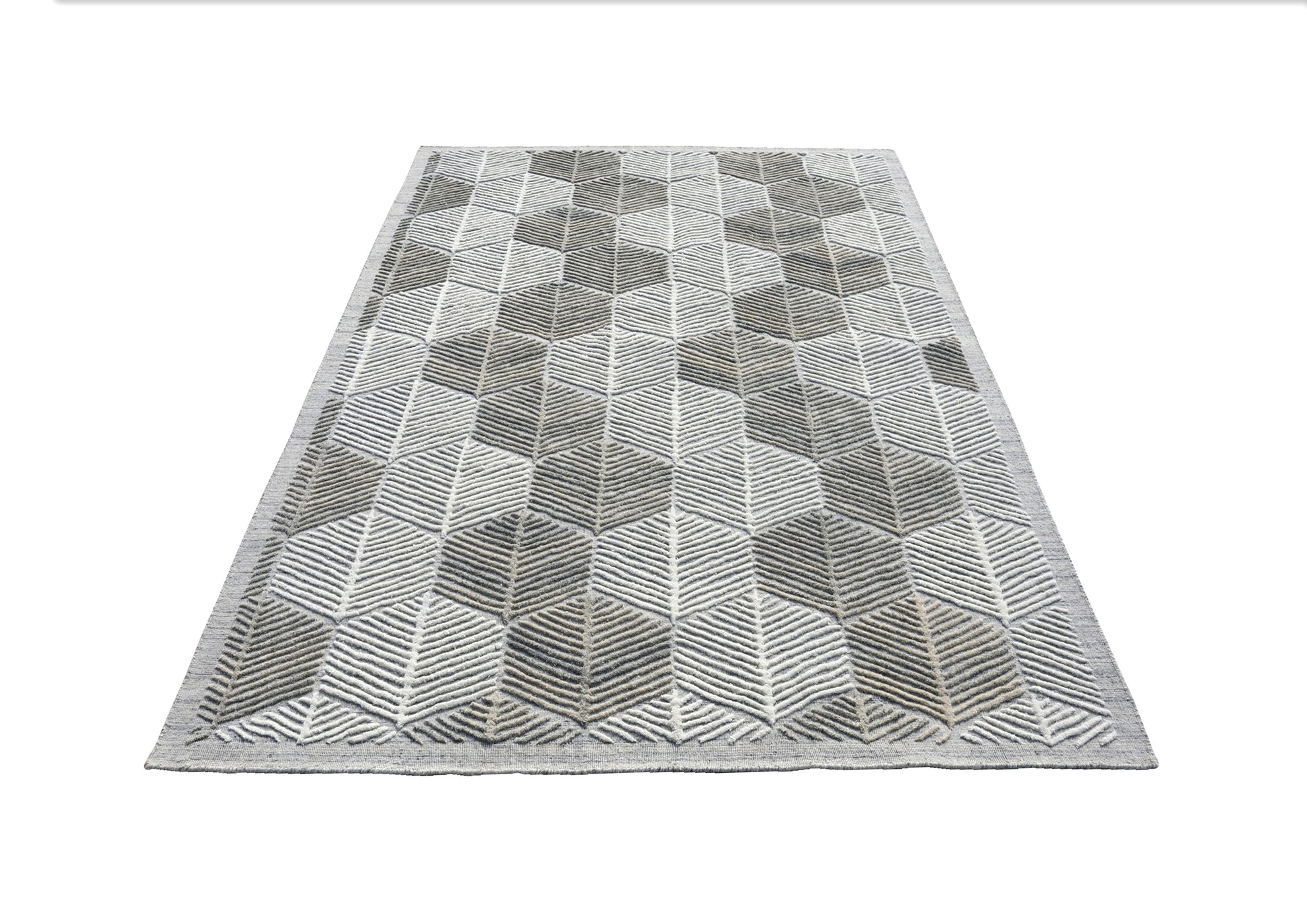 Linear Leaf Handmade Wool Accent Rug