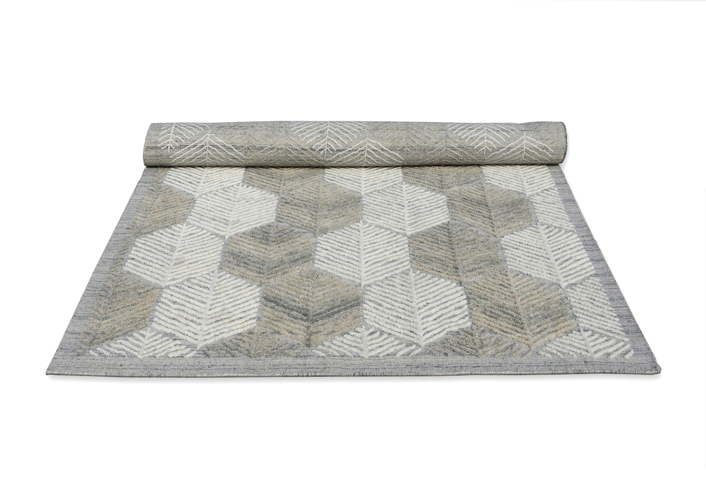 Linear Leaf Handmade Wool Accent Rug