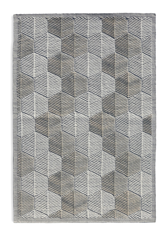 Linear Leaf Handmade Wool Accent Rug 