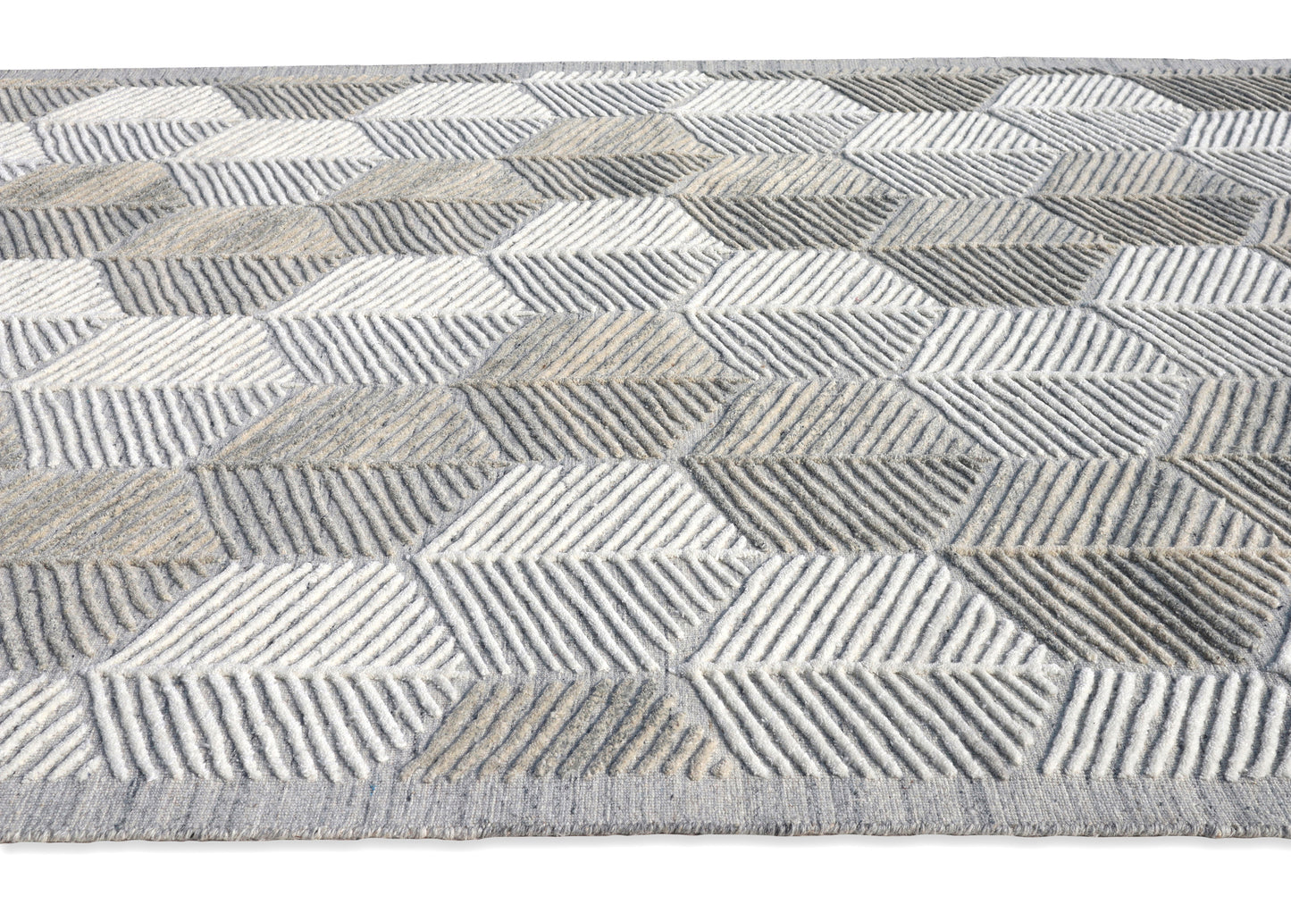 Linear Leaf Handmade Wool Accent Rug 