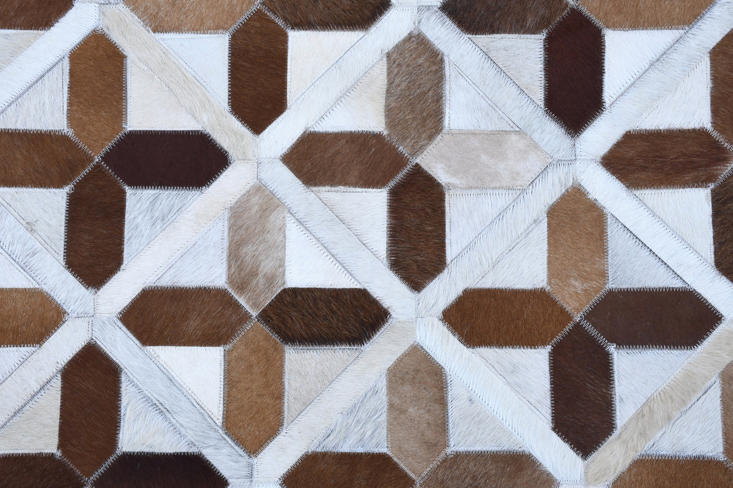 Amber Geometric Trellis Handmade Leather Hide Rug