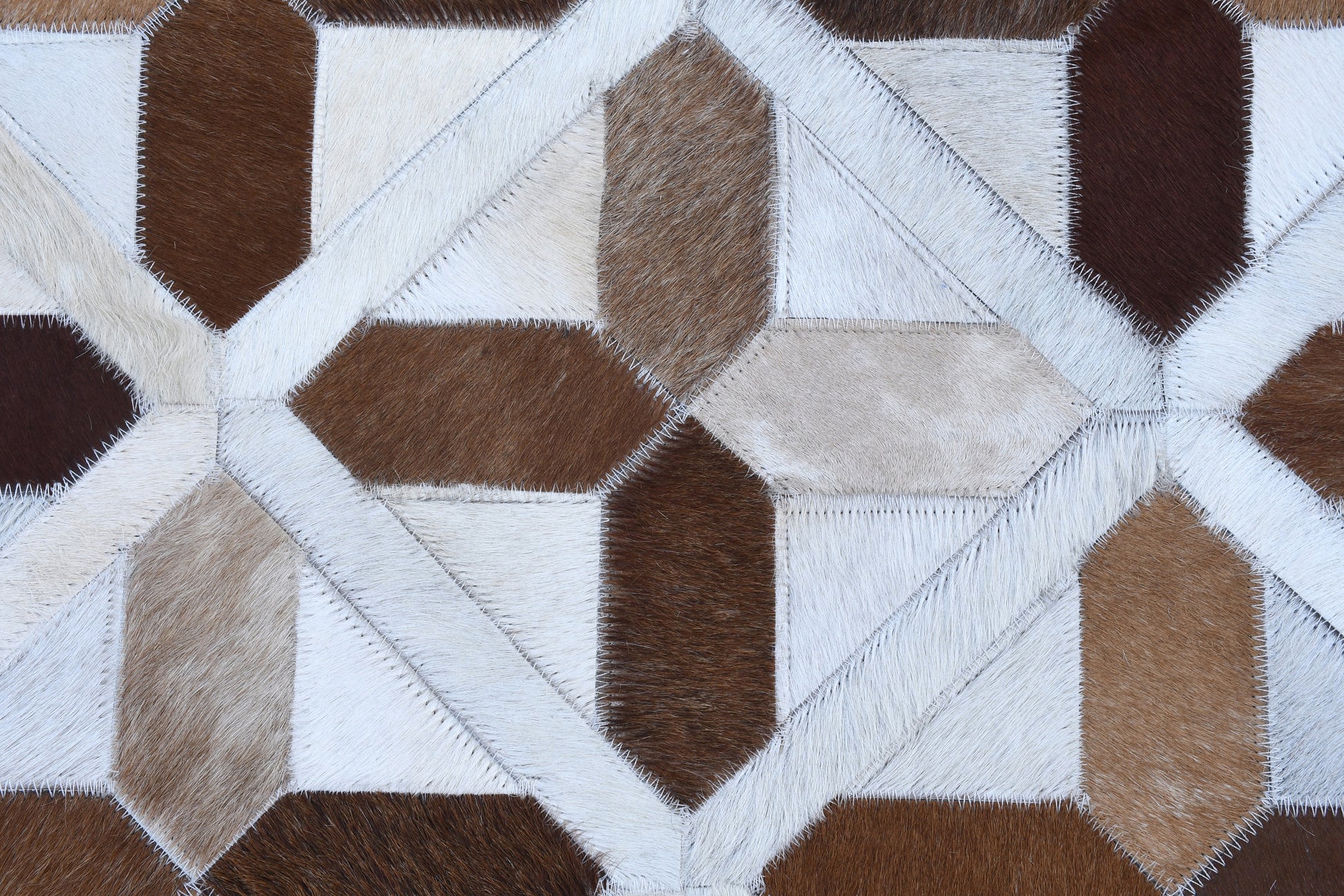 Amber Geometric Trellis Handmade Leather Hide Rug