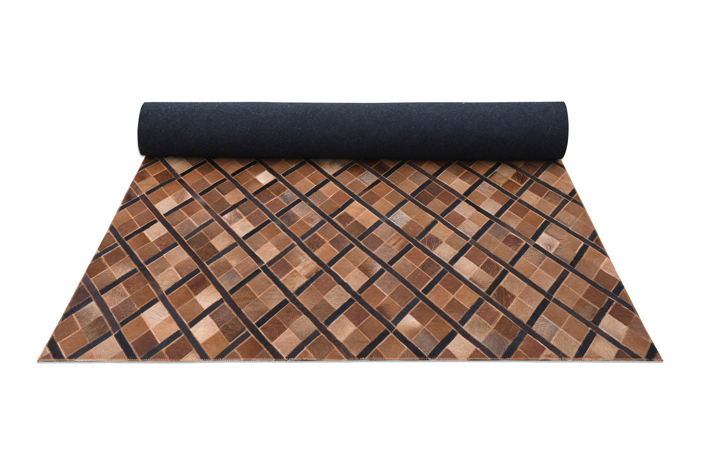 Alpine Diagonal Handmade Leather Hide Rug