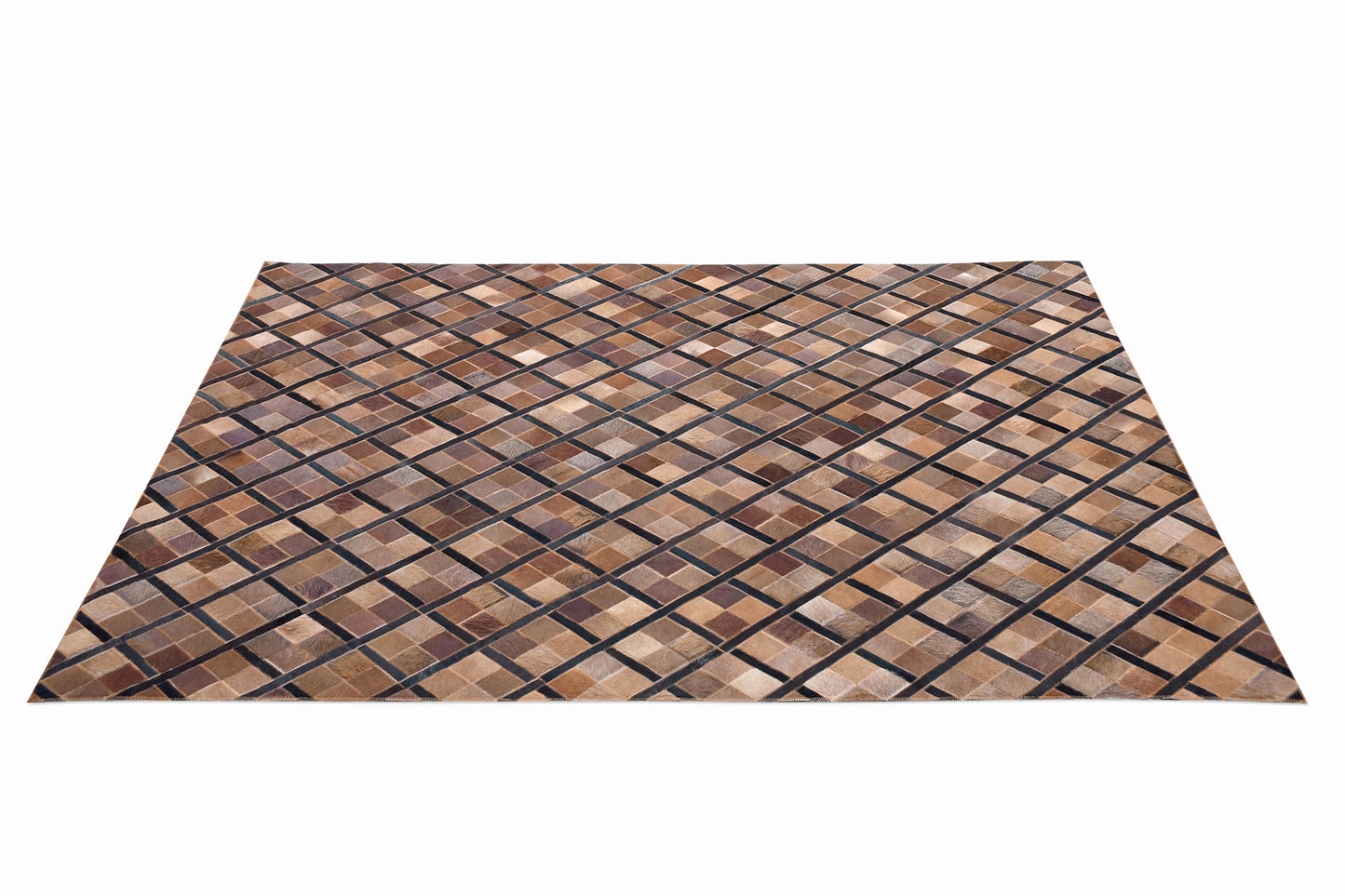 Alpine Diagonal Handmade Leather Hide Rug