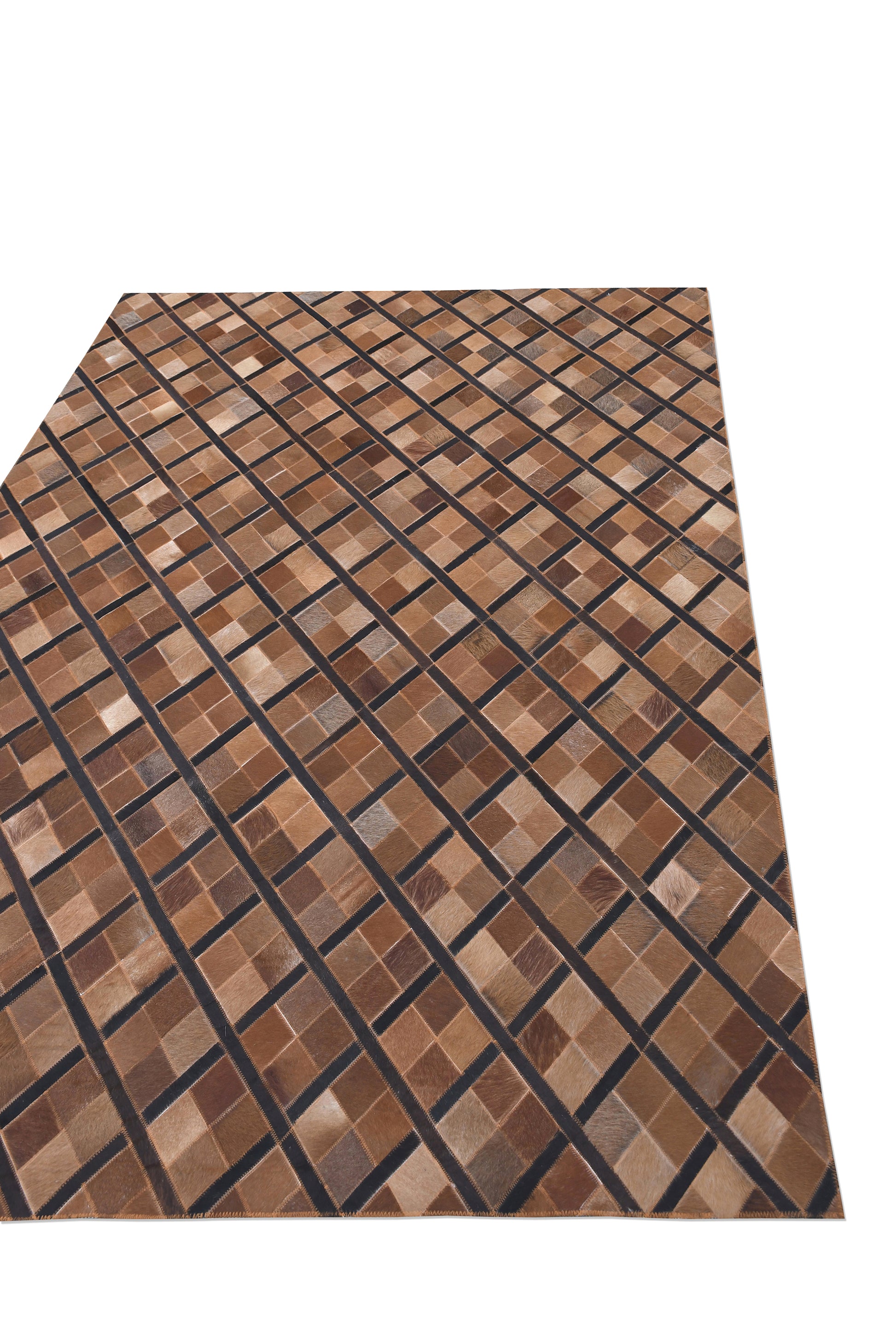 Alpine Diagonal Handmade Leather Hide Rug