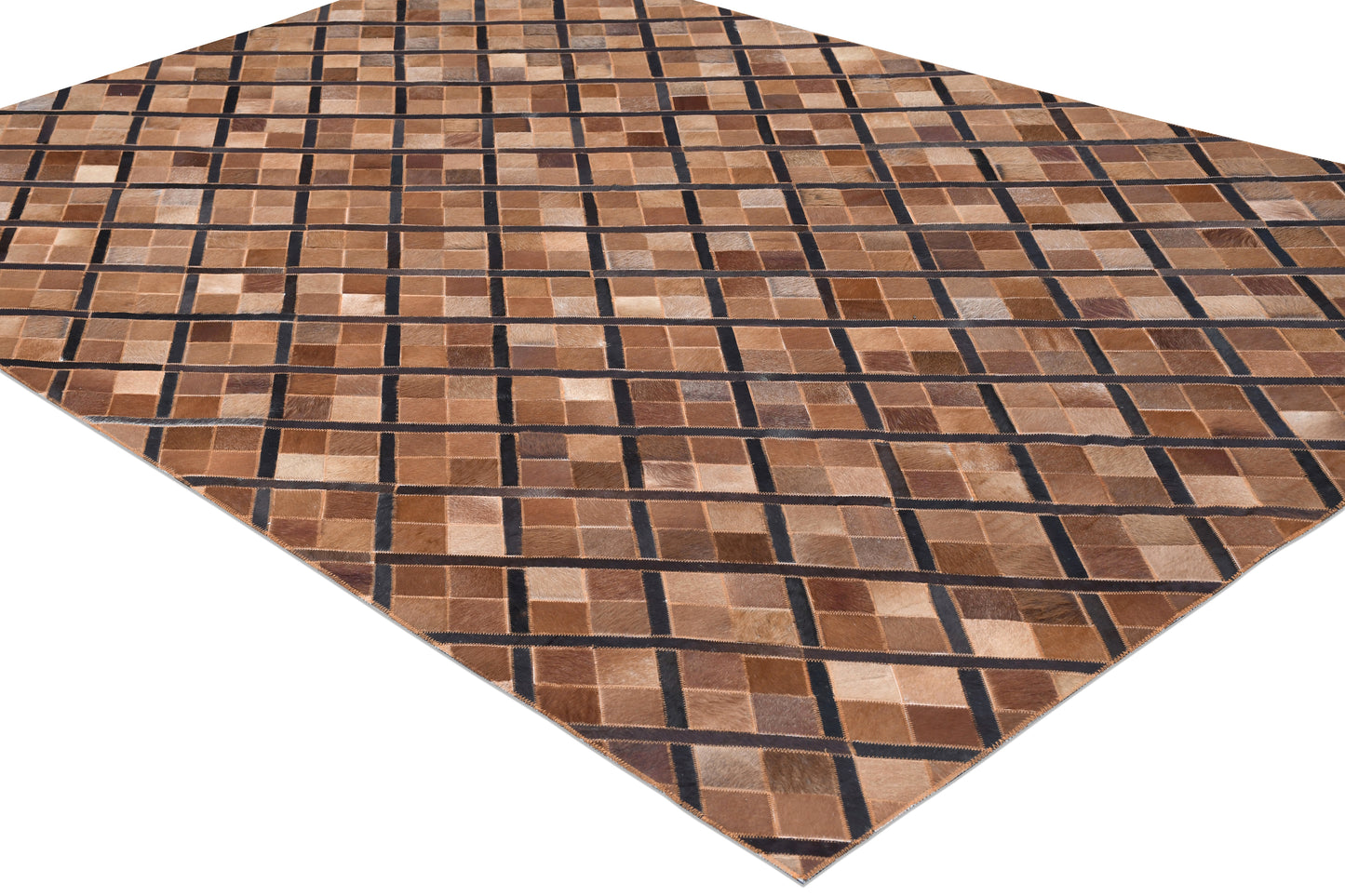 Alpine Diagonal Handmade Leather Hide Rug