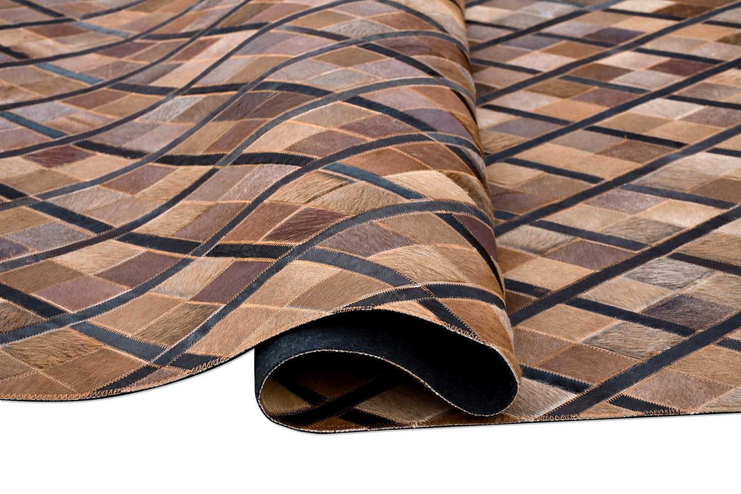 Alpine Diagonal Handmade Leather Hide Rug