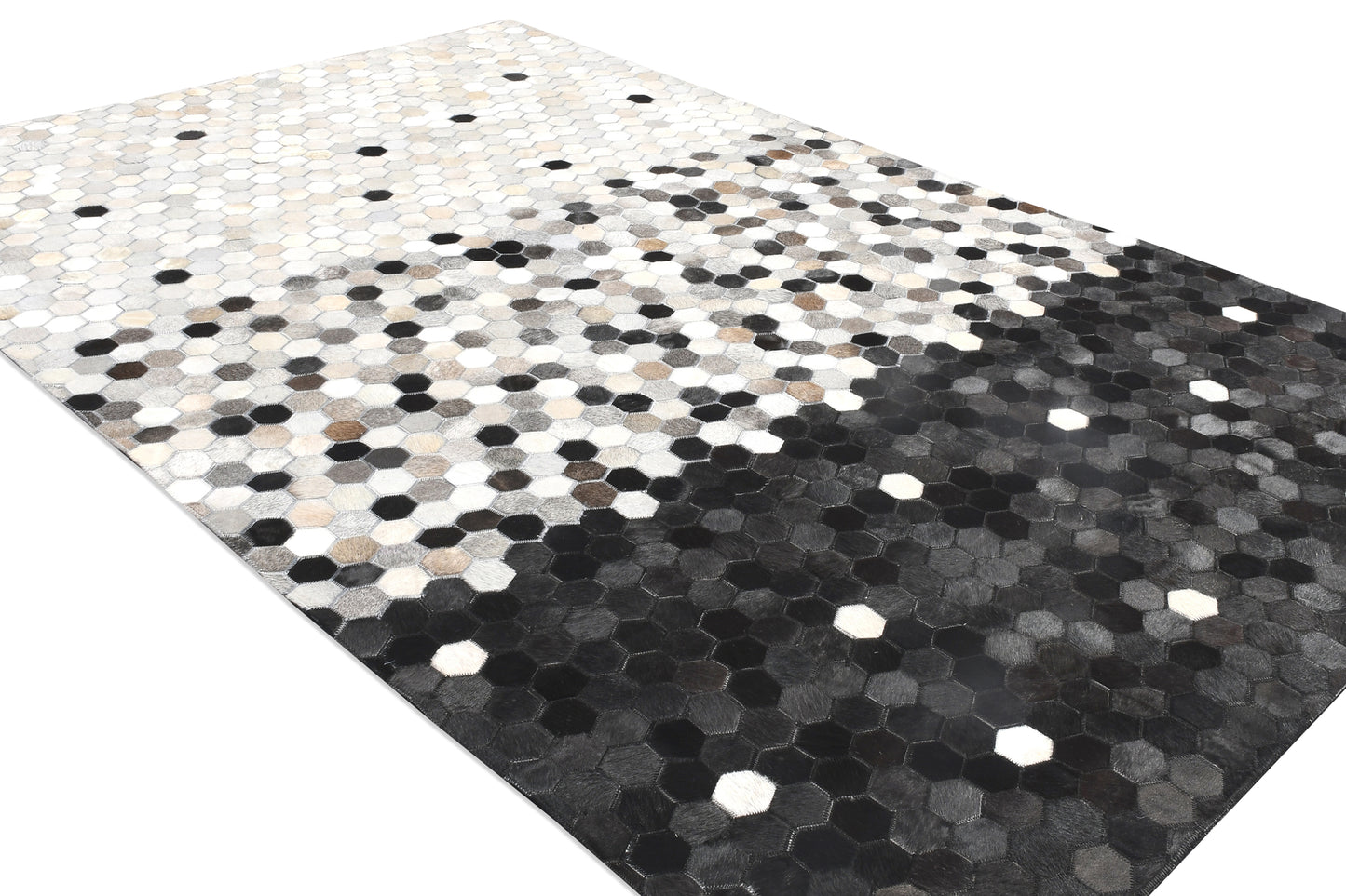 Monochrome Gradient Handmade Leather Hide Rug