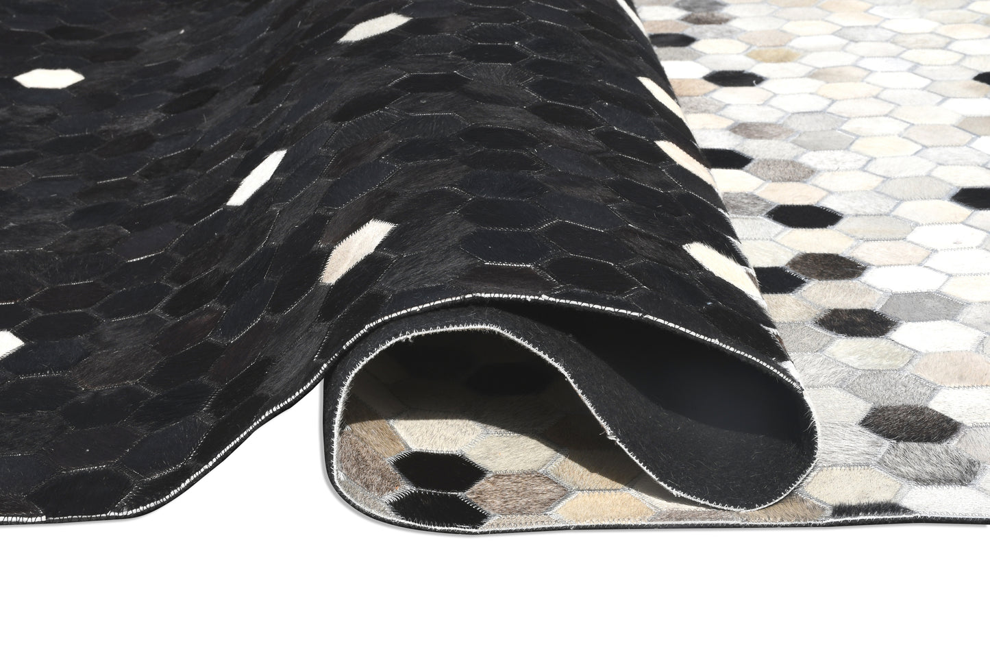 Monochrome Gradient Handmade Leather Hide Rug