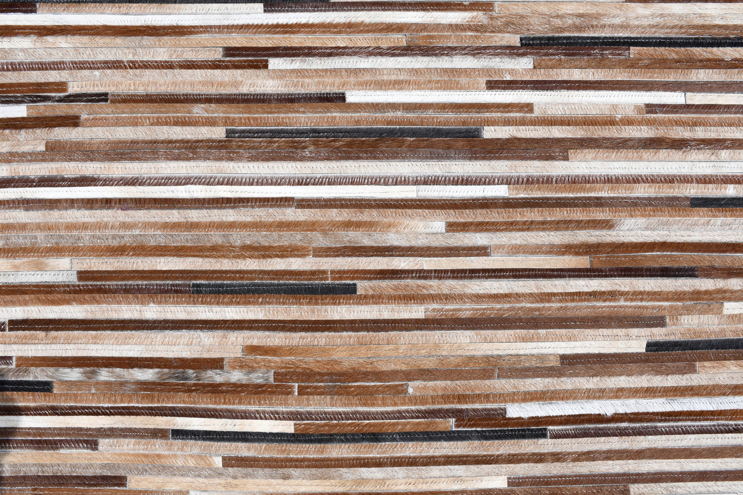 Earthy Stripes Handmade Fur-On Leather Area Rug