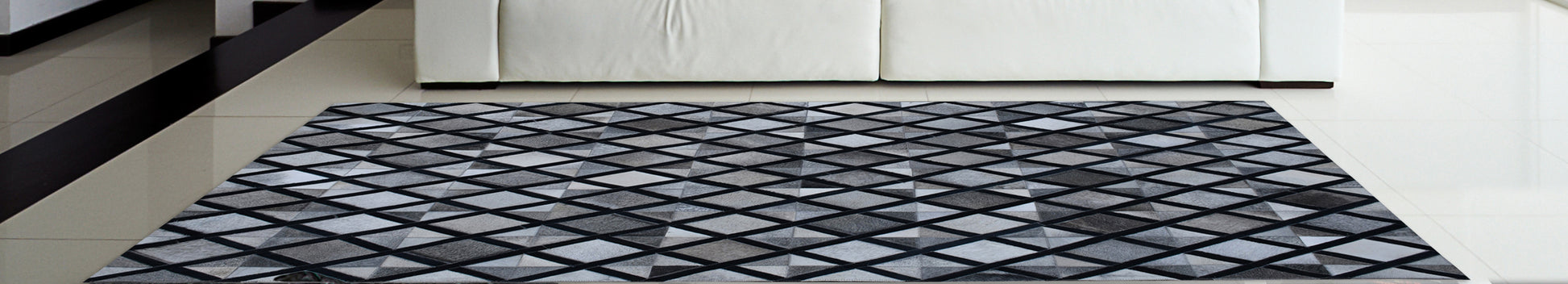 Geometric Eclipse Handmade Leather Hide Area Rug