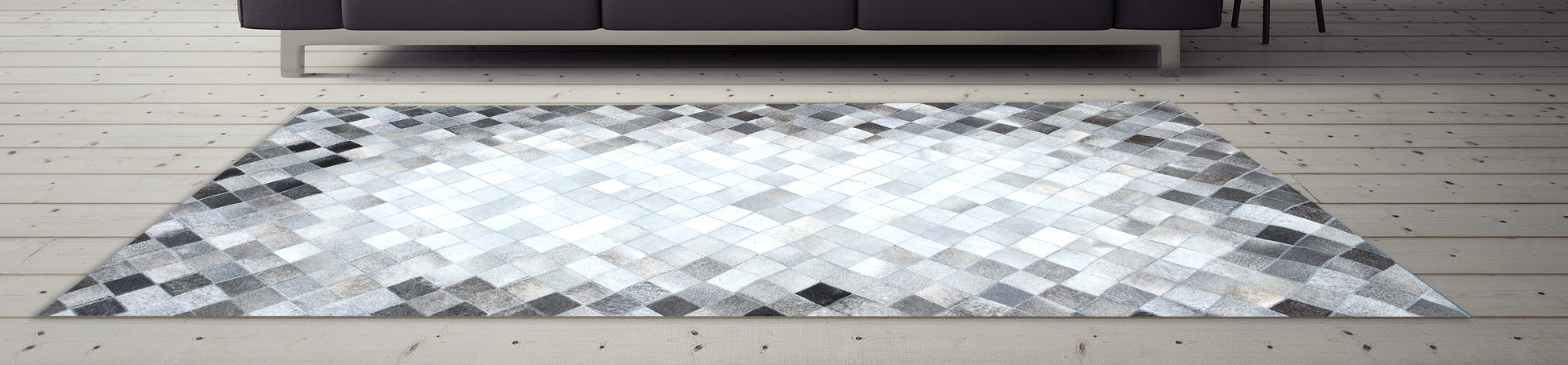 Monochrome Mosaic Handmade Leather Hide Area Rug