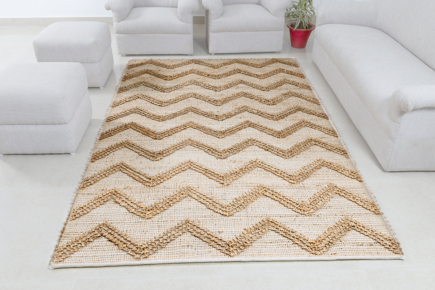 Chevron Elevation Handwoven Jute Accent Rug 