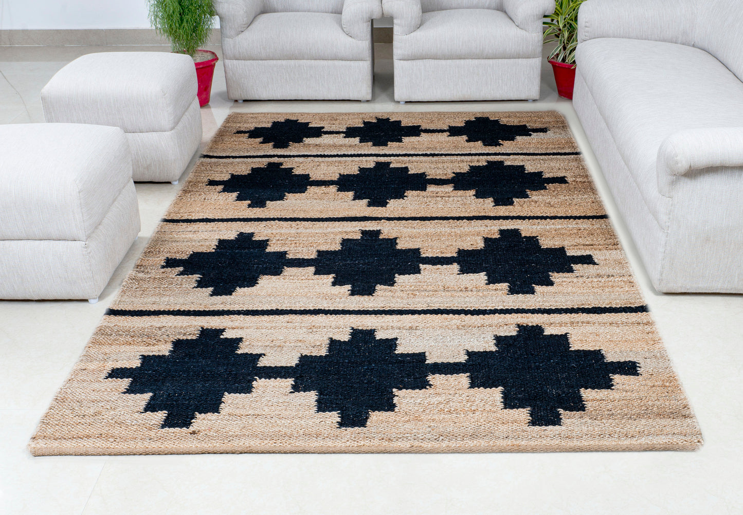 Tribal Echoes Handwoven Jute Accent Rug  