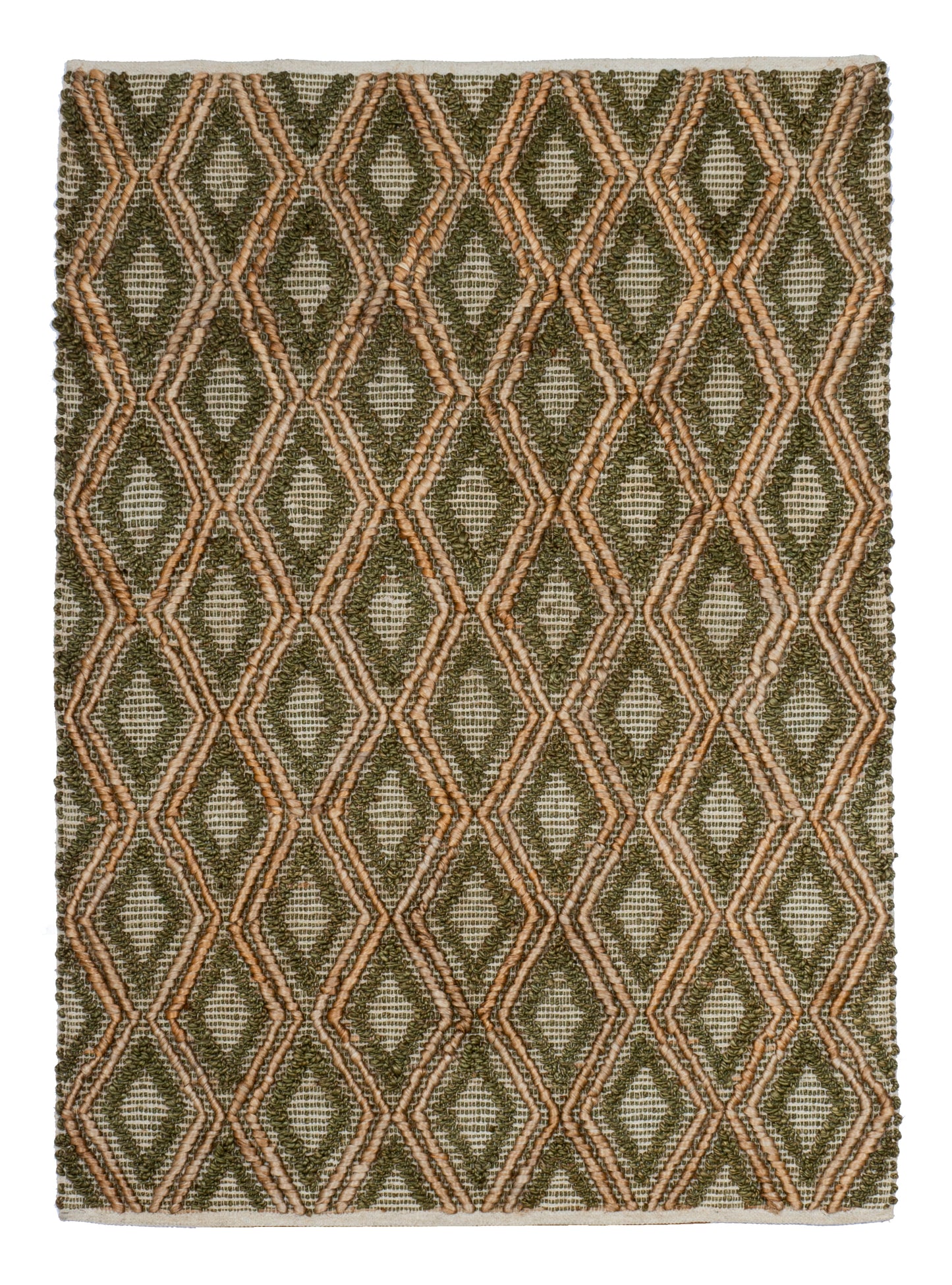 Hand WoVerdant Diamond Handwoven Jute Accent Rug – Forest Hues