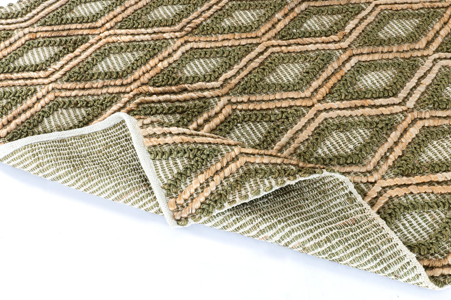 Verdant Diamond Handwoven Jute Accent Rug – Forest Hues