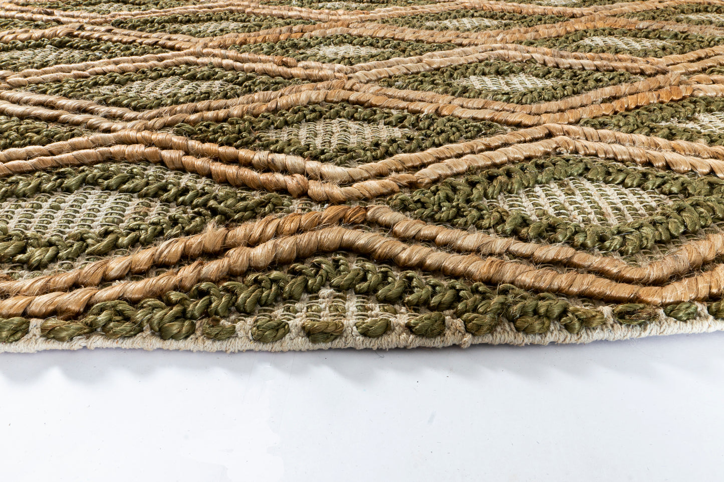 Verdant Diamond Handwoven Jute Accent Rug – Forest Hues