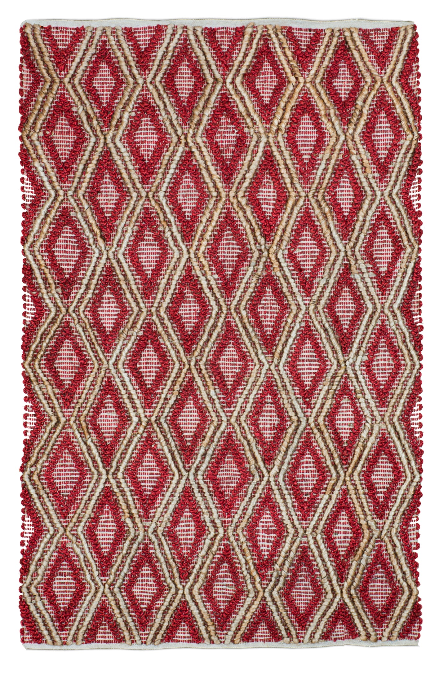 Ruby Lattice Handwoven Jute Accent Rug – Vibrant Elegance