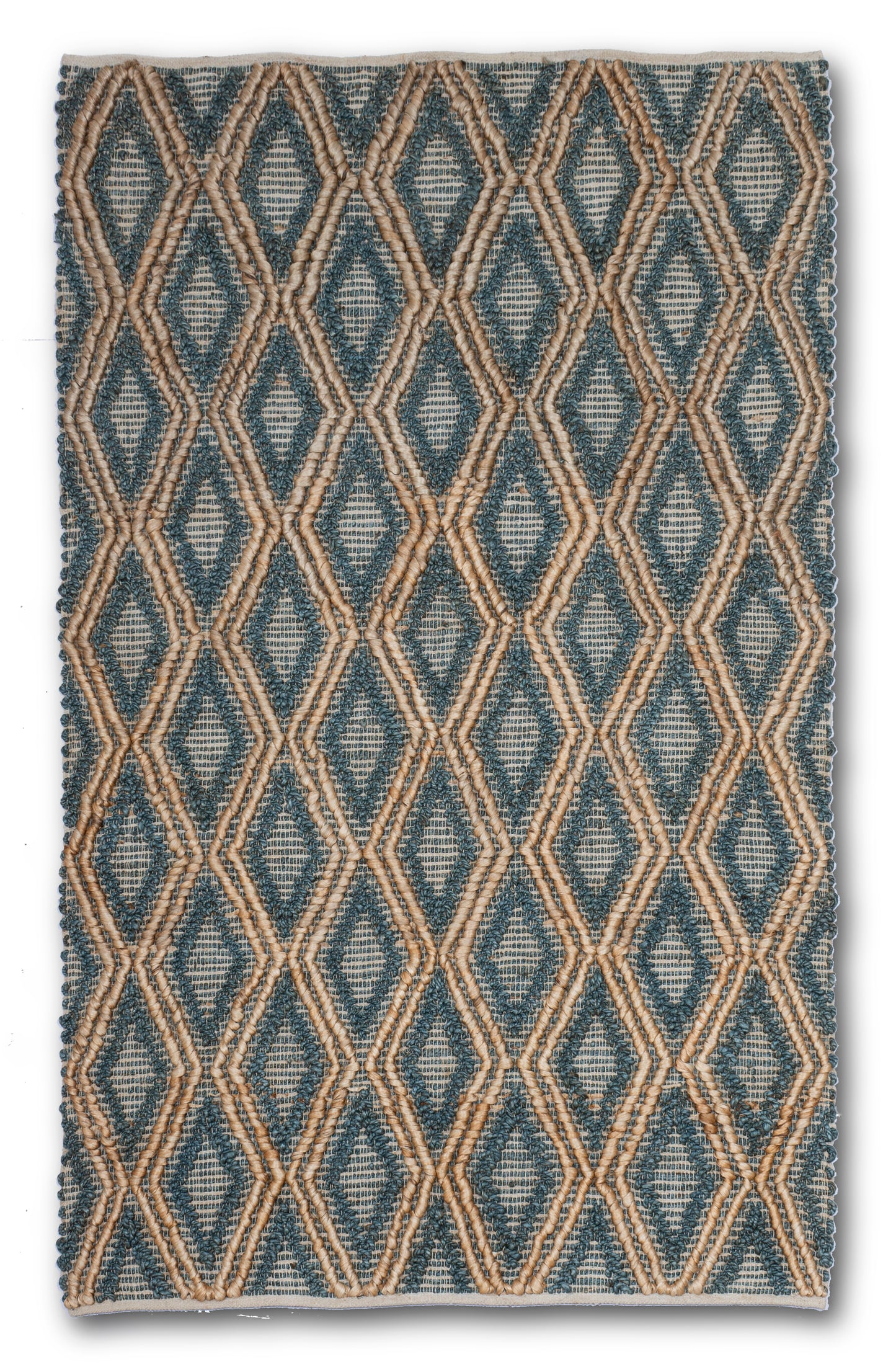 Sapphire Lattice Handwoven Jute Accent Rug – Oceanic Tranquility