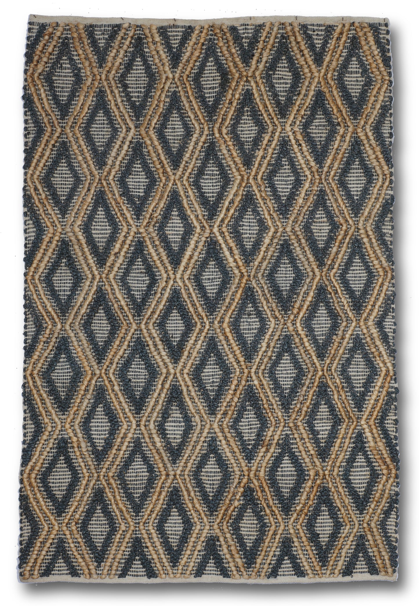 Indigo Diamond Handwoven Jute Accent Rug – Nautical Chic