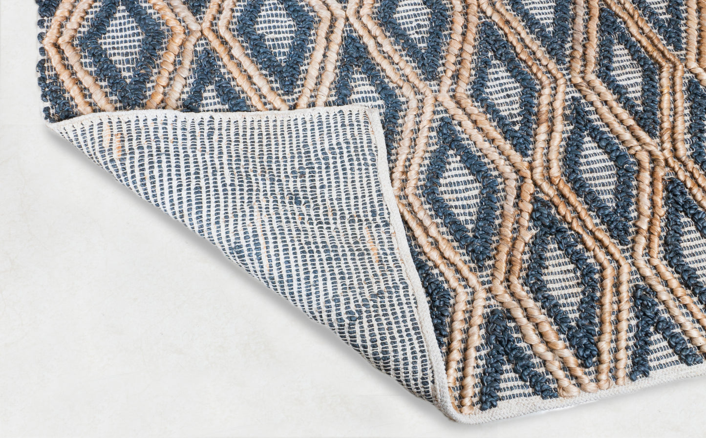 Indigo Diamond Handwoven Jute Accent Rug – Nautical Chic