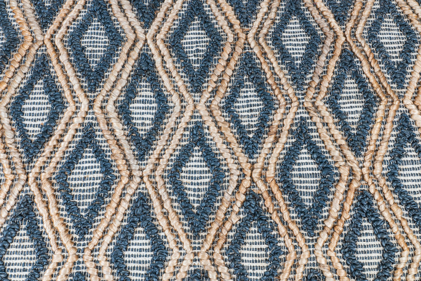 Indigo Diamond Handwoven Jute Accent Rug – Nautical Chic