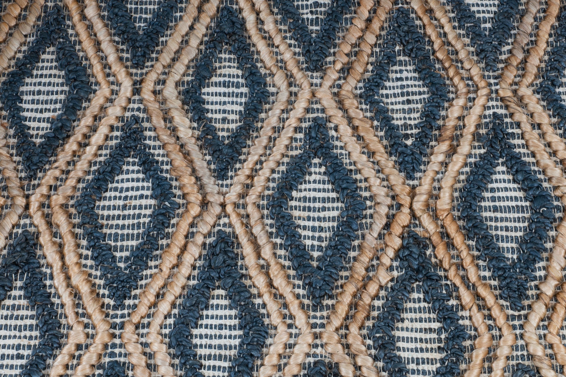 Indigo Diamond Handwoven Jute Accent Rug – Nautical Chic